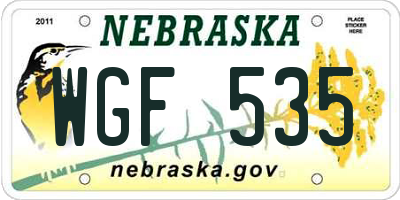 NE license plate WGF535