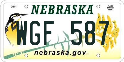 NE license plate WGF587