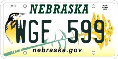 NE license plate WGF599