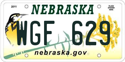 NE license plate WGF629