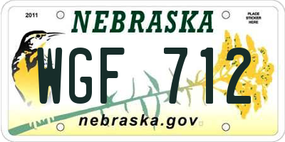 NE license plate WGF712