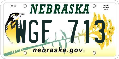 NE license plate WGF713