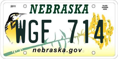 NE license plate WGF714