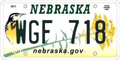 NE license plate WGF718