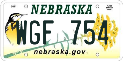 NE license plate WGF754