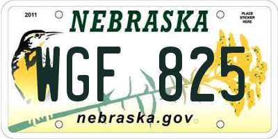 NE license plate WGF825