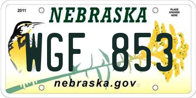NE license plate WGF853