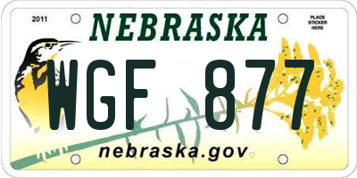 NE license plate WGF877