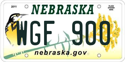 NE license plate WGF900