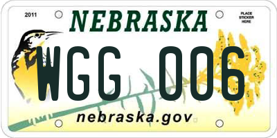 NE license plate WGG006