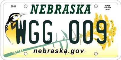 NE license plate WGG009