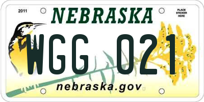 NE license plate WGG021