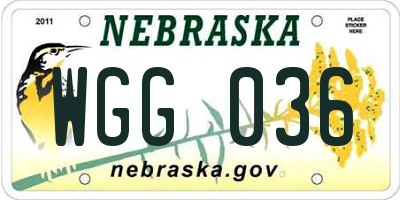 NE license plate WGG036