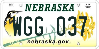 NE license plate WGG037