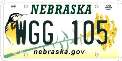 NE license plate WGG105