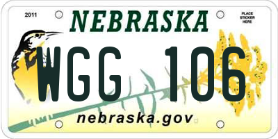 NE license plate WGG106