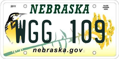 NE license plate WGG109