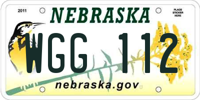 NE license plate WGG112