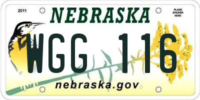 NE license plate WGG116