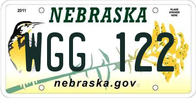 NE license plate WGG122