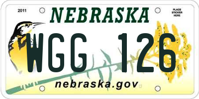 NE license plate WGG126
