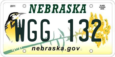 NE license plate WGG132