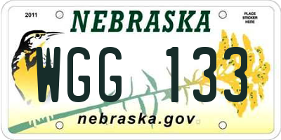 NE license plate WGG133