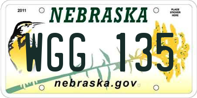 NE license plate WGG135
