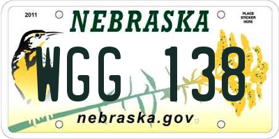 NE license plate WGG138
