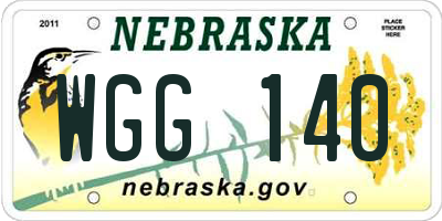 NE license plate WGG140