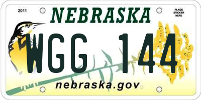 NE license plate WGG144