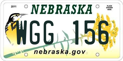 NE license plate WGG156