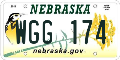 NE license plate WGG174