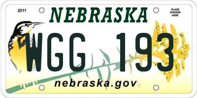NE license plate WGG193