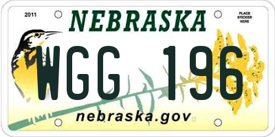 NE license plate WGG196