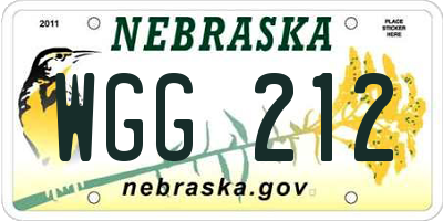 NE license plate WGG212