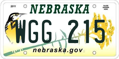 NE license plate WGG215