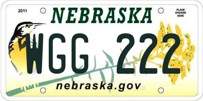NE license plate WGG222