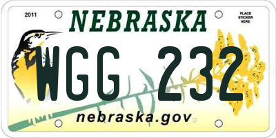NE license plate WGG232