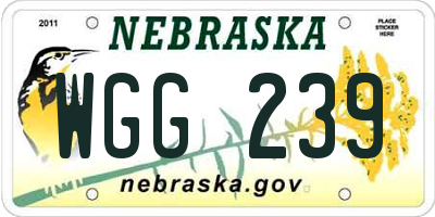 NE license plate WGG239