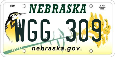 NE license plate WGG309