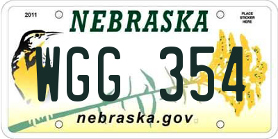 NE license plate WGG354