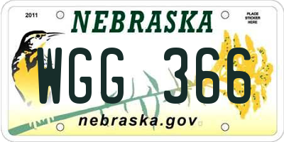 NE license plate WGG366