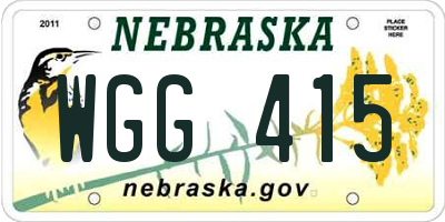 NE license plate WGG415