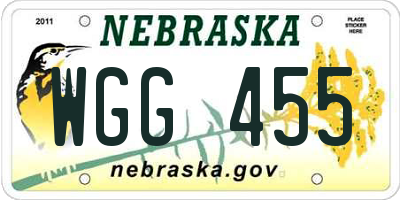 NE license plate WGG455
