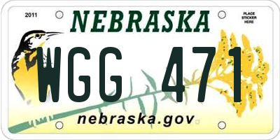 NE license plate WGG471