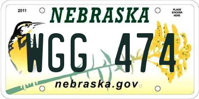NE license plate WGG474