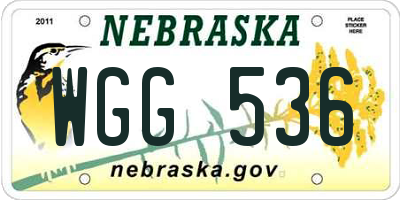 NE license plate WGG536