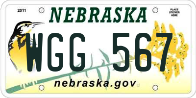 NE license plate WGG567
