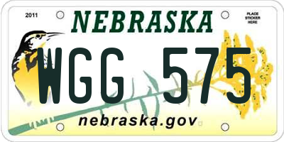 NE license plate WGG575